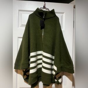 Anthropology “Do everything in love” Cape sweater in military green